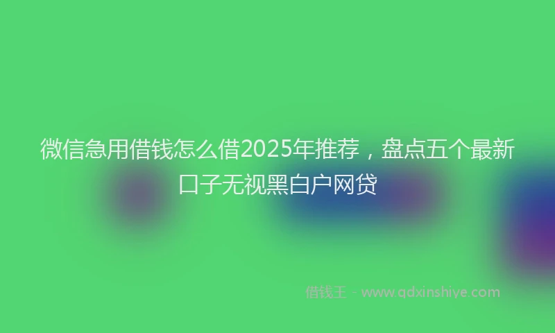 微信急用借钱怎么借2025年推荐，盘点五个最新口子无视黑白户网贷