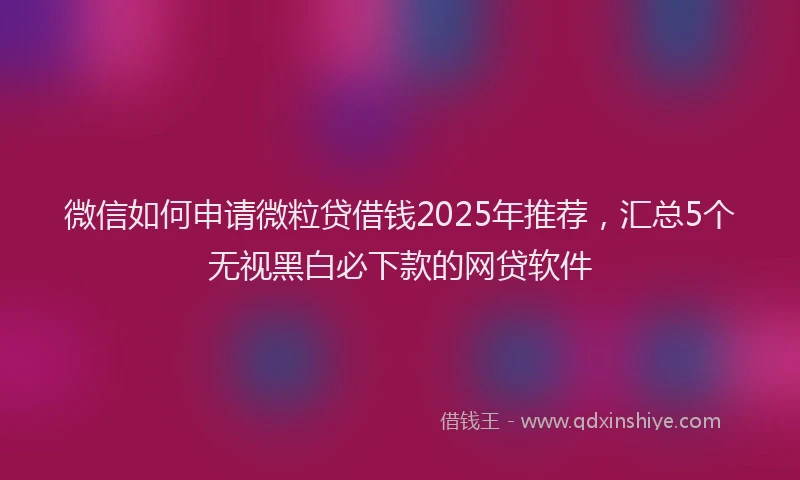 微信如何申请微粒贷借钱2025年推荐，汇总5个无视黑白必下款的网贷软件