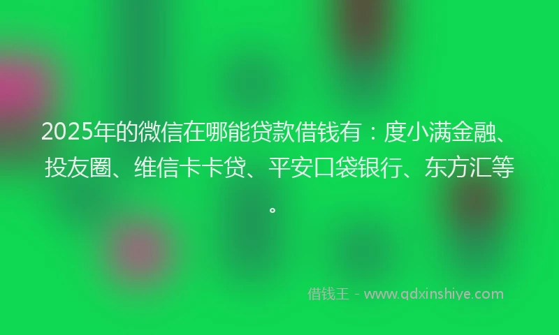 2025年的微信在哪能贷款借钱有：度小满金融、投友圈、维信卡卡贷、平安口袋银行、东方汇等。