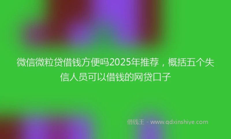 微信微粒贷借钱方便吗2025年推荐，概括五个失信人员可以借钱的网贷口子