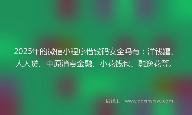 2025年的微信小程序借钱码安全吗有：洋钱罐、人人贷、中原消费金融、小花钱包、融逸花等。