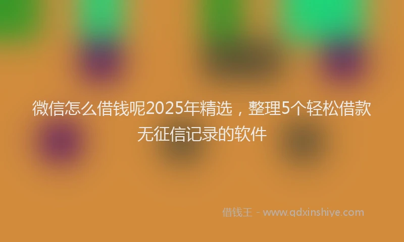微信怎么借钱呢2025年精选，整理5个轻松借款无征信记录的软件