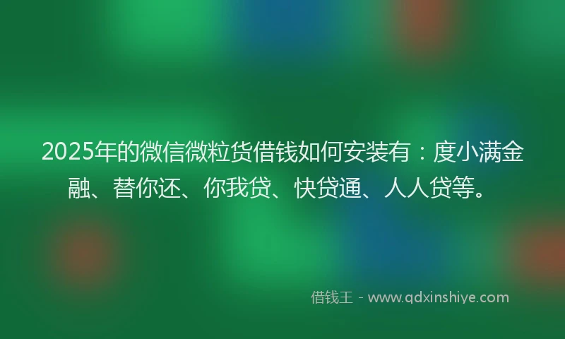 2025年的微信微粒货借钱如何安装有：度小满金融、替你还、你我贷、快贷通、人人贷等。
