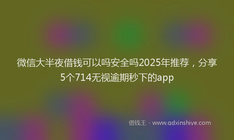 微信大半夜借钱可以吗安全吗2025年推荐，分享5个714无视逾期秒下的app