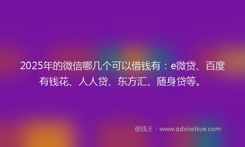 2025年的微信哪几个可以借钱有：e微贷、百度有钱花、人人贷、东方汇、随身贷等。