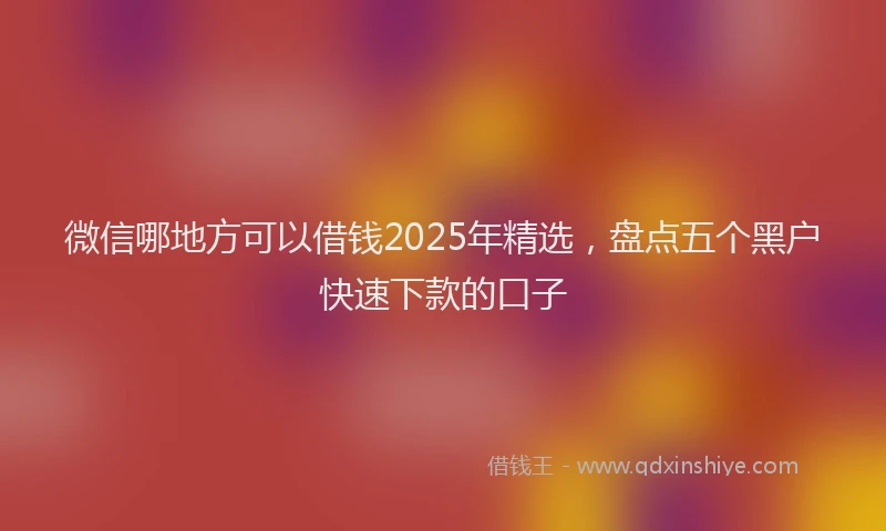 微信哪地方可以借钱2025年精选，盘点五个黑户快速下款的口子