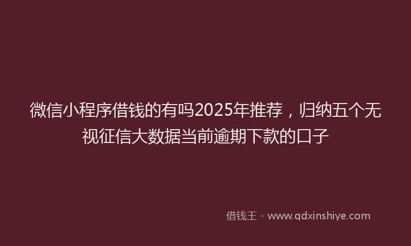 微信小程序借钱的有吗2025年推荐，归纳五个无视征信大数据当前逾期下款的口子