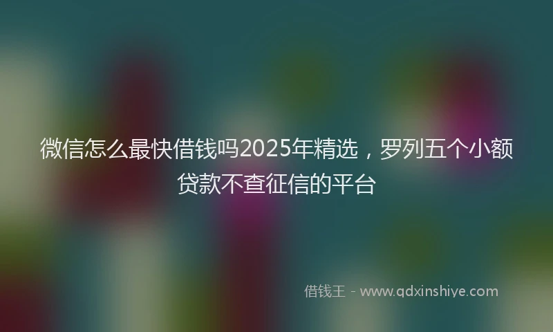 微信怎么最快借钱吗2025年精选，罗列五个小额贷款不查征信的平台