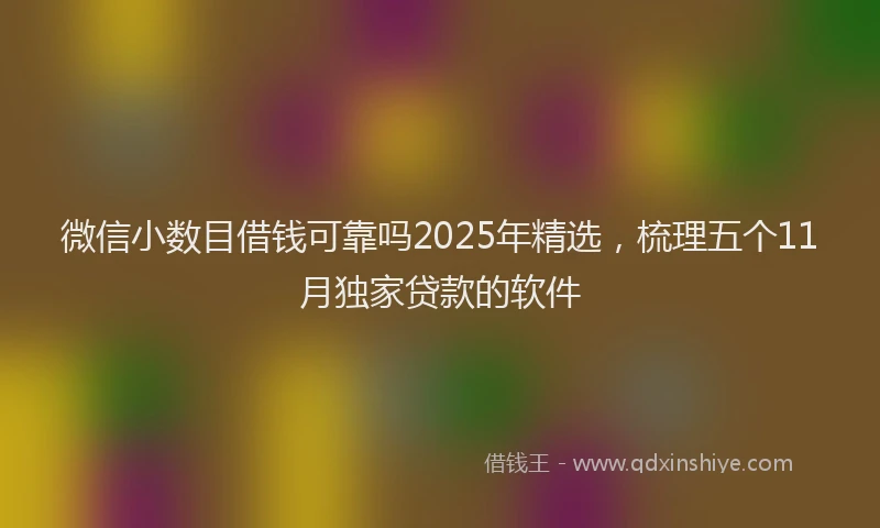 微信小数目借钱可靠吗2025年精选，梳理五个11月独家贷款的软件