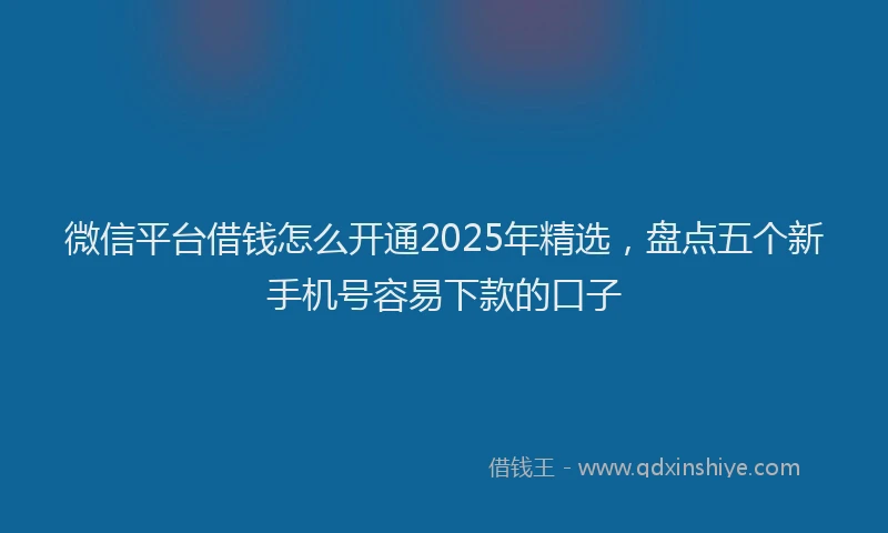 微信平台借钱怎么开通2025年精选，盘点五个新手机号容易下款的口子
