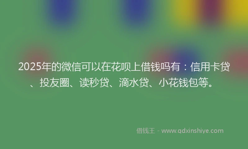 2025年的微信可以在花呗上借钱吗有：信用卡贷、投友圈、读秒贷、滴水贷、小花钱包等。
