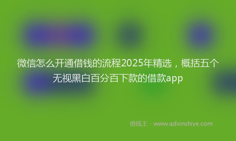微信怎么开通借钱的流程2025年精选，概括五个无视黑白百分百下款的借款app