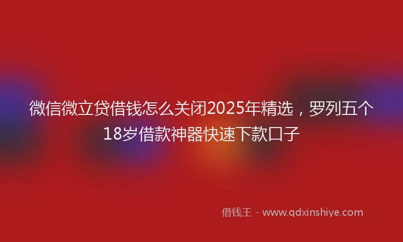微信微立贷借钱怎么关闭2025年精选，罗列五个18岁借款神器快速下款口子
