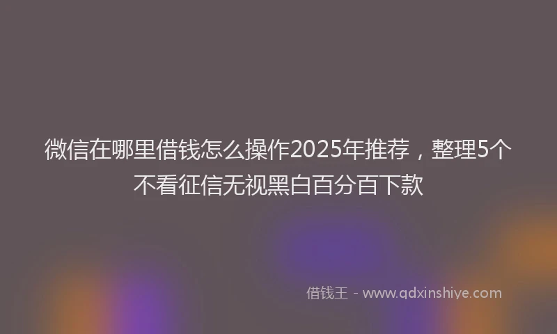 微信在哪里借钱怎么操作2025年推荐，整理5个不看征信无视黑白百分百下款