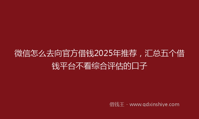 微信怎么去向官方借钱2025年推荐，汇总五个借钱平台不看综合评估的口子