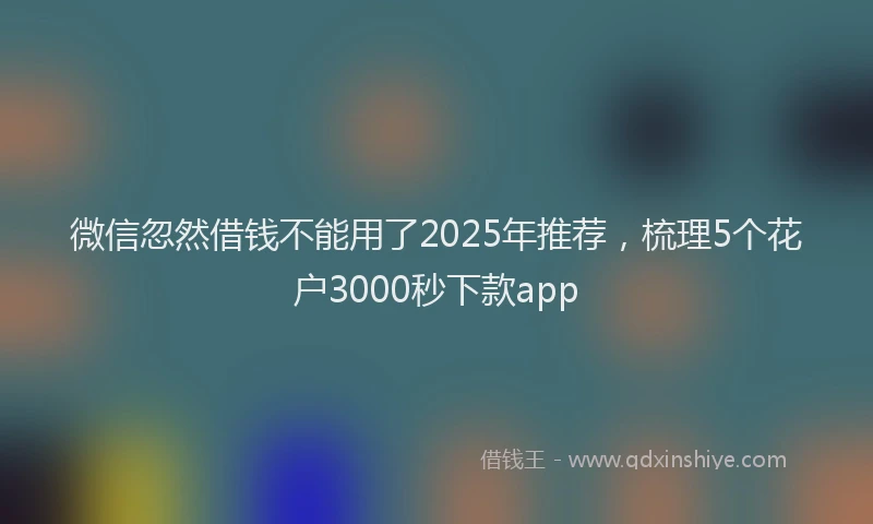 微信忽然借钱不能用了2025年推荐，梳理5个花户3000秒下款app