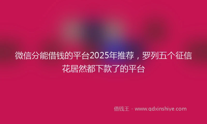 微信分能借钱的平台2025年推荐，罗列五个征信花居然都下款了的平台