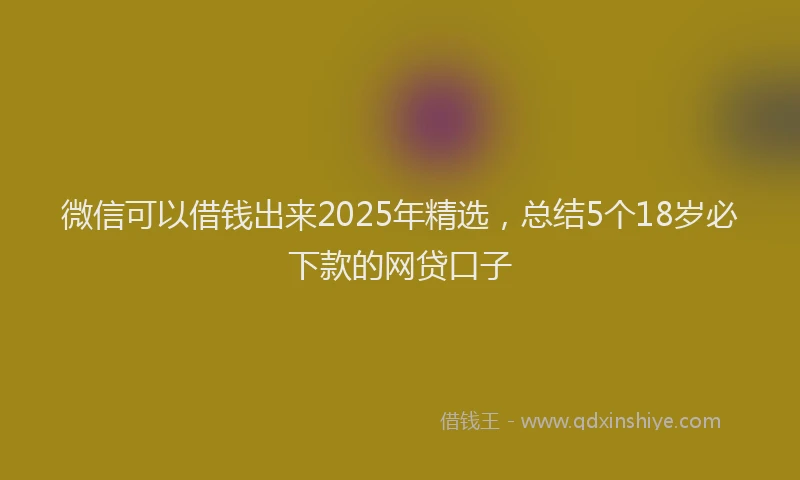 微信可以借钱出来2025年精选，总结5个18岁必下款的网贷口子