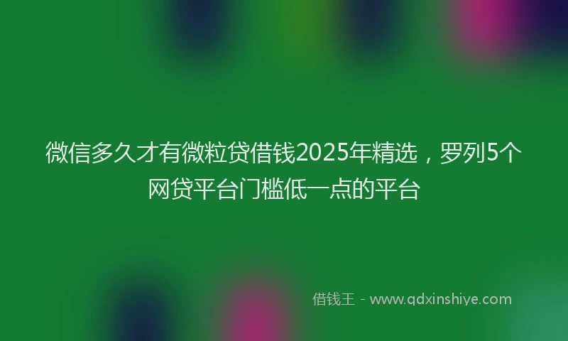 微信多久才有微粒贷借钱2025年精选，罗列5个网贷平台门槛低一点的平台