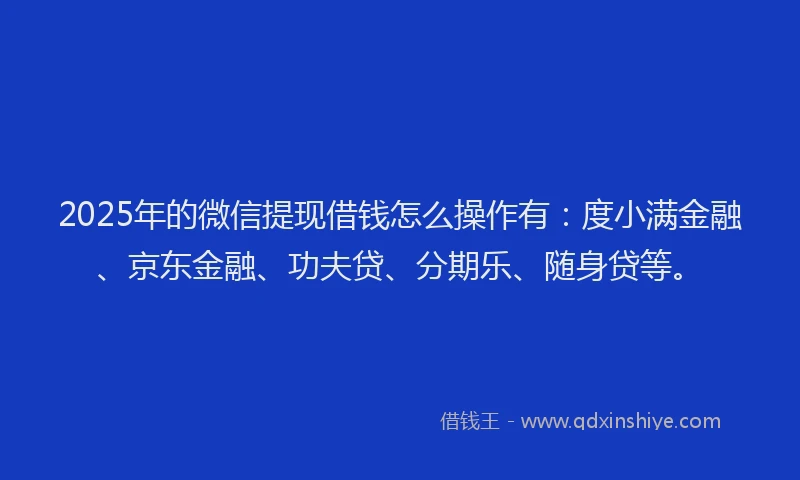2025年的微信提现借钱怎么操作有：度小满金融、京东金融、功夫贷、分期乐、随身贷等。