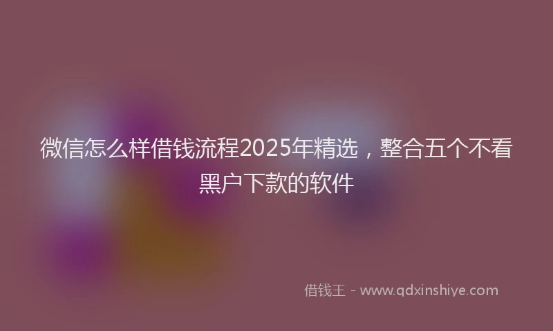 微信怎么样借钱流程2025年精选，整合五个不看黑户下款的软件