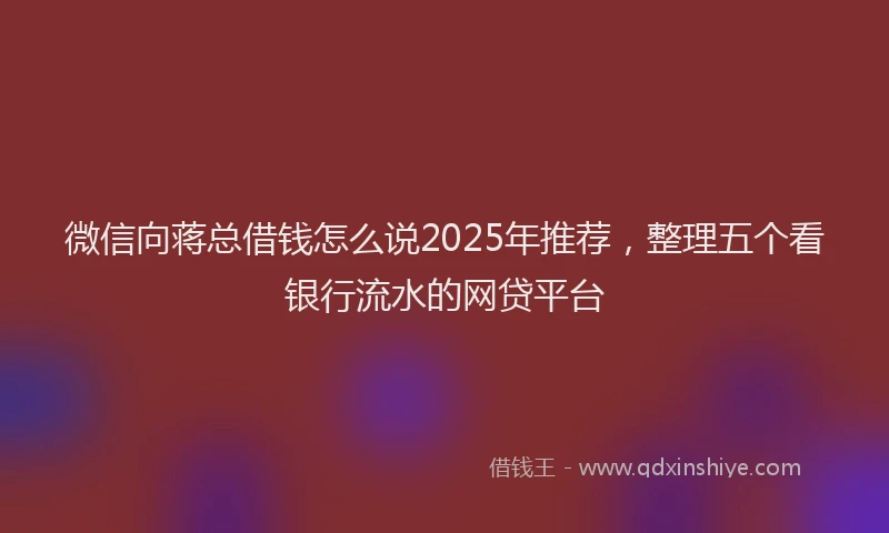 微信向蒋总借钱怎么说2025年推荐，整理五个看银行流水的网贷平台