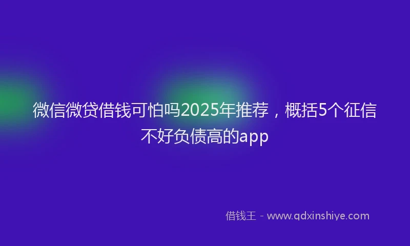 微信微贷借钱可怕吗2025年推荐，概括5个征信不好负债高的app