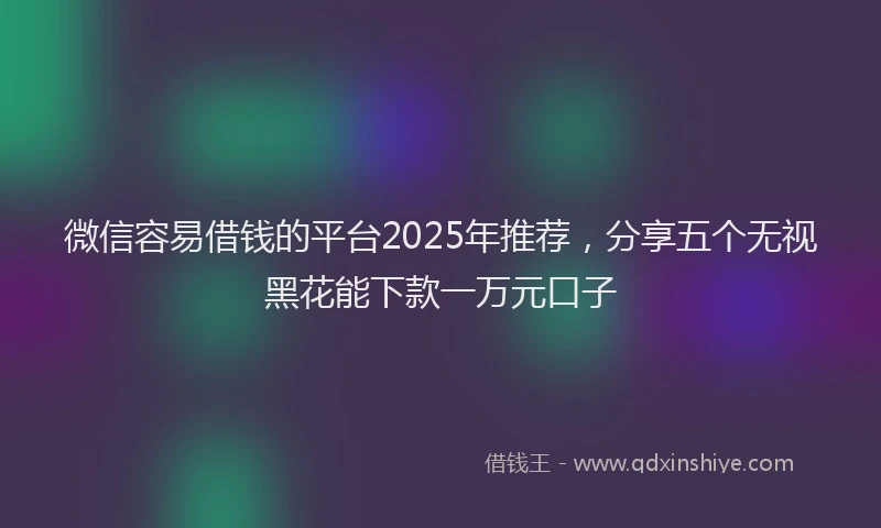 微信容易借钱的平台2025年推荐，分享五个无视黑花能下款一万元口子