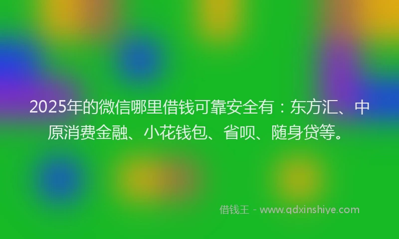 2025年的微信哪里借钱可靠安全有：东方汇、中原消费金融、小花钱包、省呗、随身贷等。
