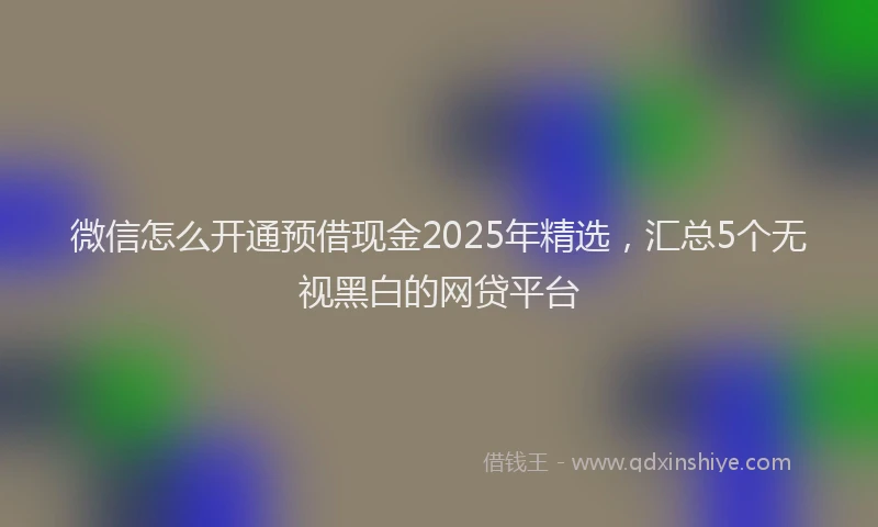 微信怎么开通预借现金2025年精选，汇总5个无视黑白的网贷平台