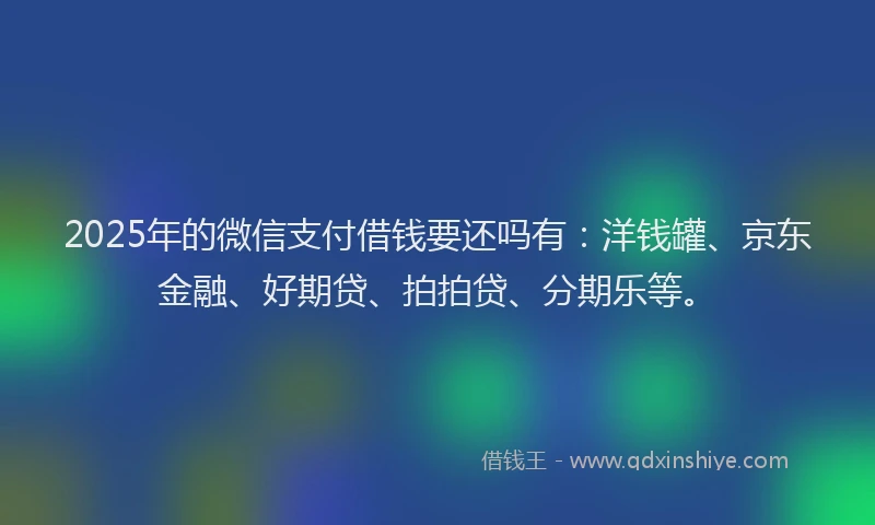 2025年的微信支付借钱要还吗有：洋钱罐、京东金融、好期贷、拍拍贷、分期乐等。