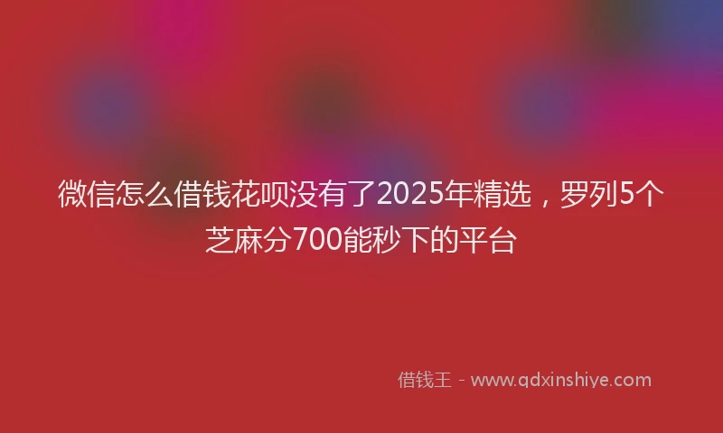 微信怎么借钱花呗没有了2025年精选，罗列5个芝麻分700能秒下的平台