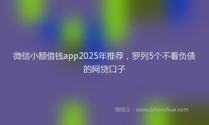 微信小额借钱app2025年推荐，罗列5个不看负债的网贷口子