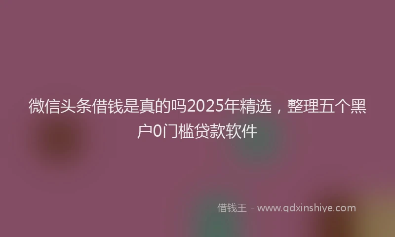 微信头条借钱是真的吗2025年精选，整理五个黑户0门槛贷款软件