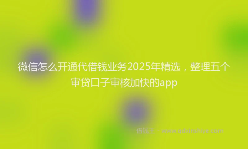 微信怎么开通代借钱业务2025年精选，整理五个审贷口子审核加快的app