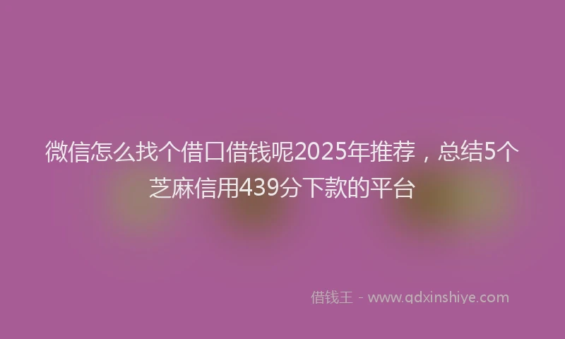 微信怎么找个借口借钱呢2025年推荐，总结5个芝麻信用439分下款的平台