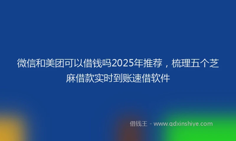 微信和美团可以借钱吗2025年推荐，梳理五个芝麻借款实时到账速借软件