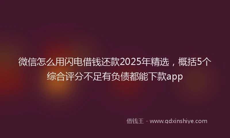 微信怎么用闪电借钱还款2025年精选，概括5个综合评分不足有负债都能下款app
