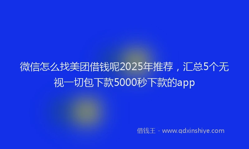 微信怎么找美团借钱呢2025年推荐，汇总5个无视一切包下款5000秒下款的app