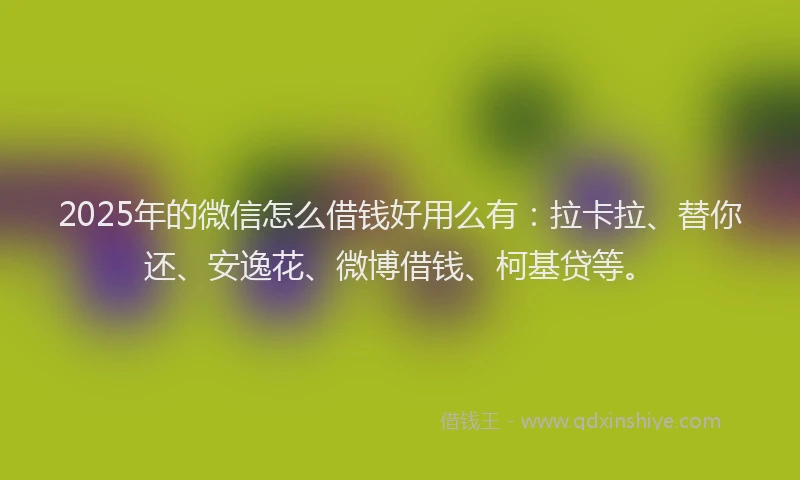 2025年的微信怎么借钱好用么有：拉卡拉、替你还、安逸花、微博借钱、柯基贷等。