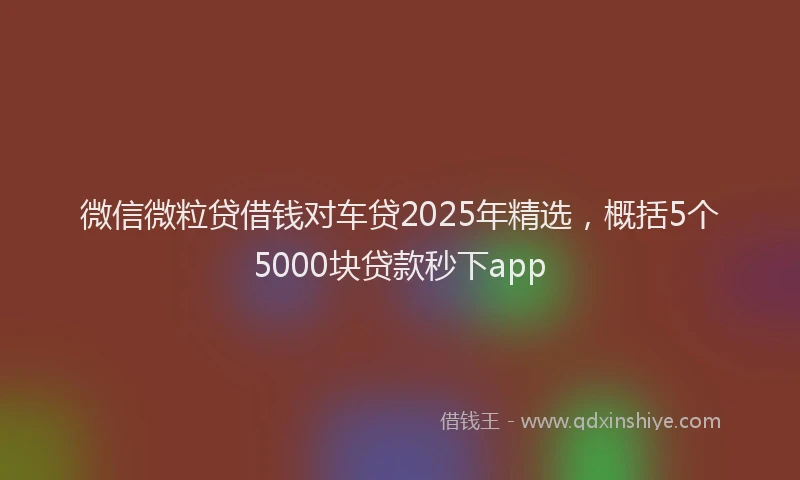 微信微粒贷借钱对车贷2025年精选，概括5个5000块贷款秒下app