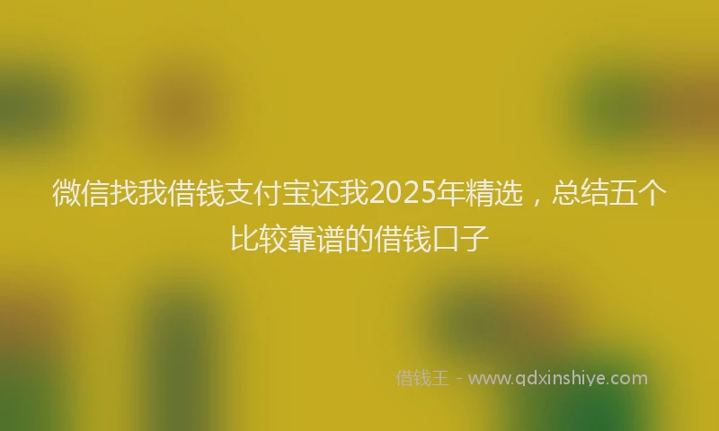 微信找我借钱支付宝还我2025年精选，总结五个比较靠谱的借钱口子