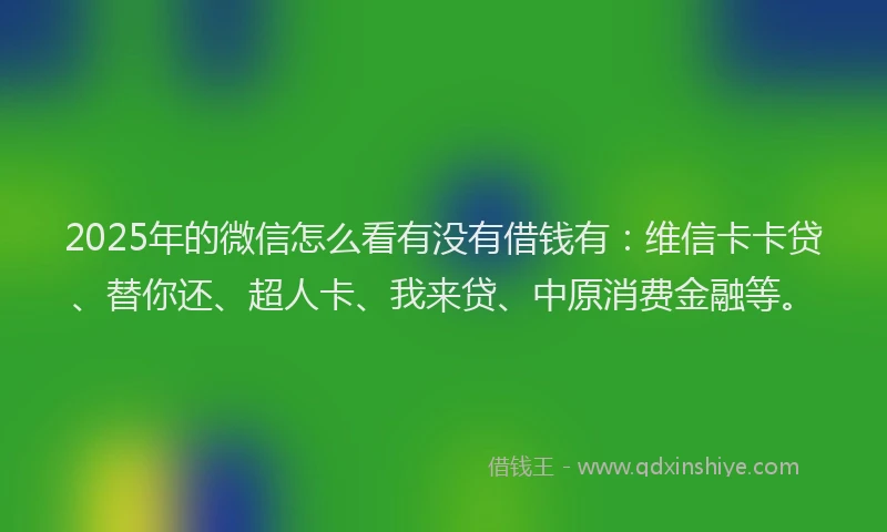 2025年的微信怎么看有没有借钱有：维信卡卡贷、替你还、超人卡、我来贷、中原消费金融等。