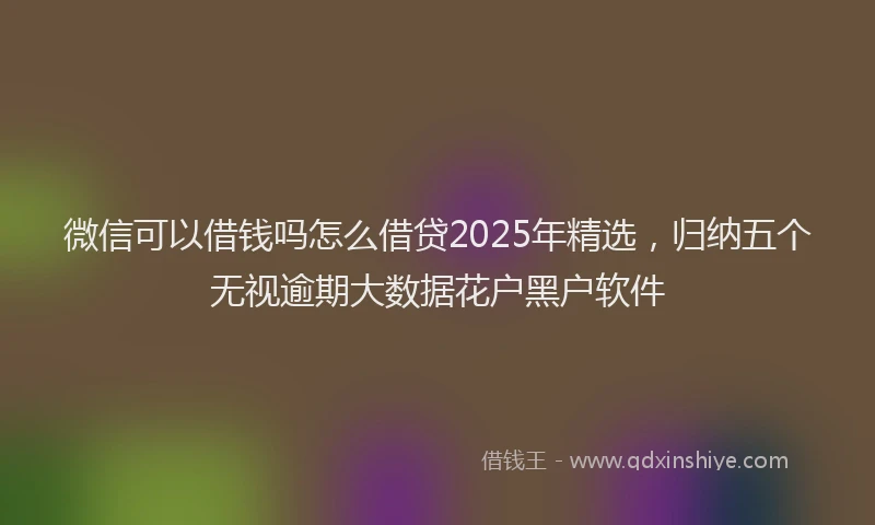 微信可以借钱吗怎么借贷2025年精选，归纳五个无视逾期大数据花户黑户软件