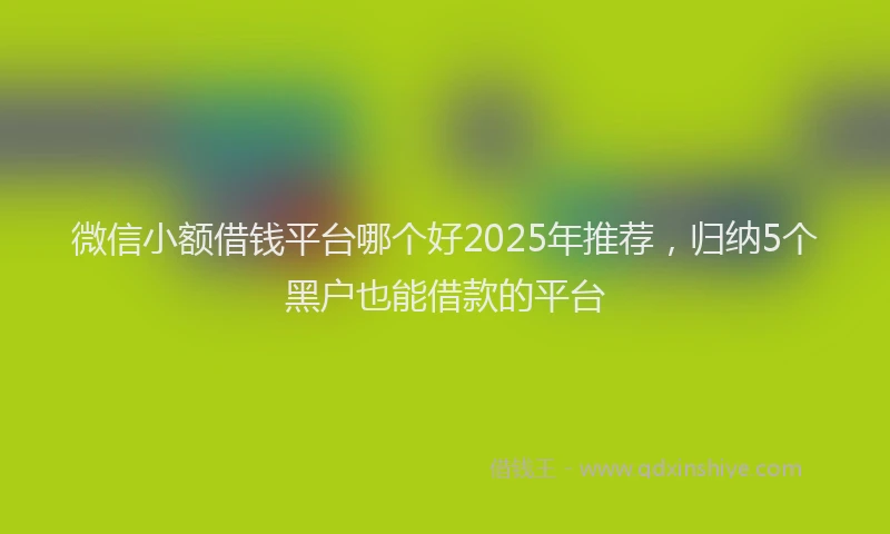 微信小额借钱平台哪个好2025年推荐，归纳5个黑户也能借款的平台