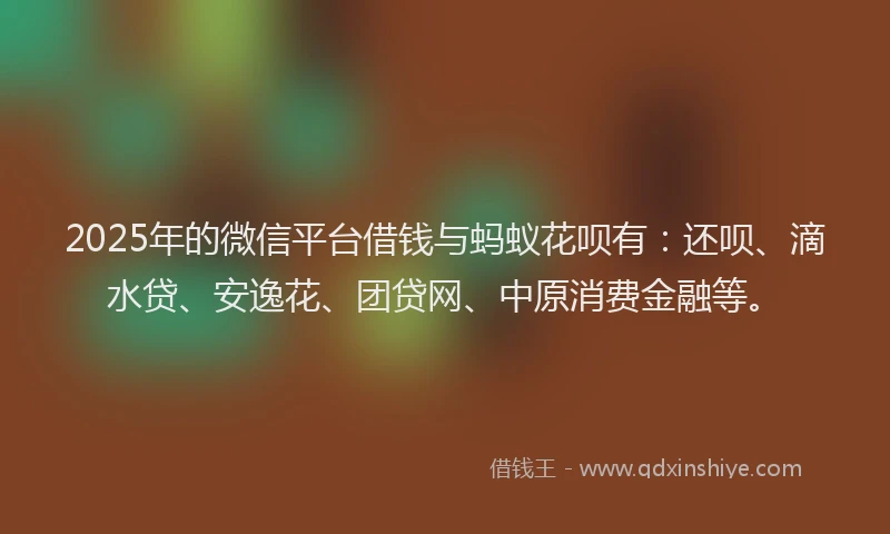 2025年的微信平台借钱与蚂蚁花呗有：还呗、滴水贷、安逸花、团贷网、中原消费金融等。