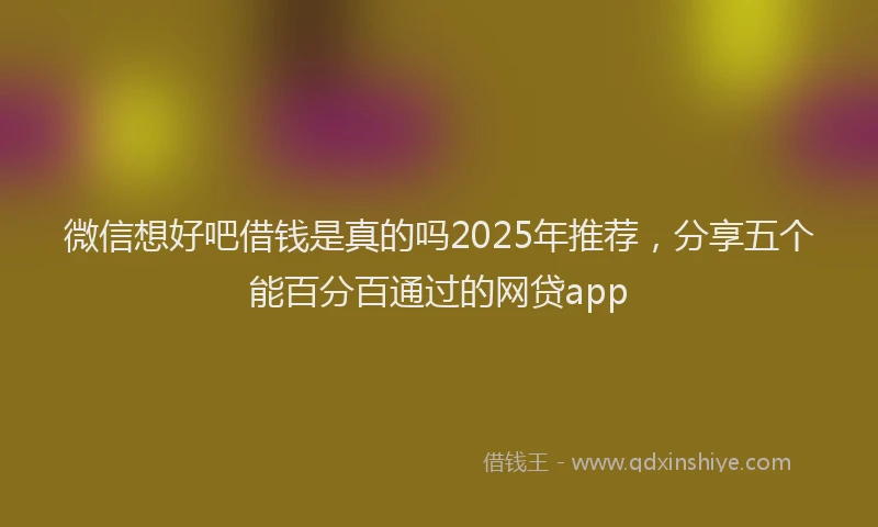 微信想好吧借钱是真的吗2025年推荐，分享五个能百分百通过的网贷app