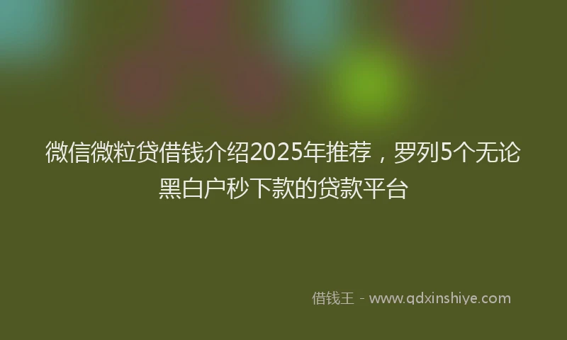 微信微粒贷借钱介绍2025年推荐，罗列5个无论黑白户秒下款的贷款平台