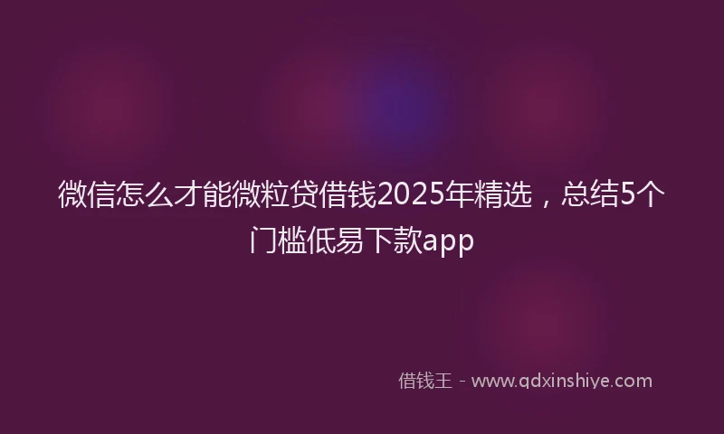 微信怎么才能微粒贷借钱2025年精选，总结5个门槛低易下款app