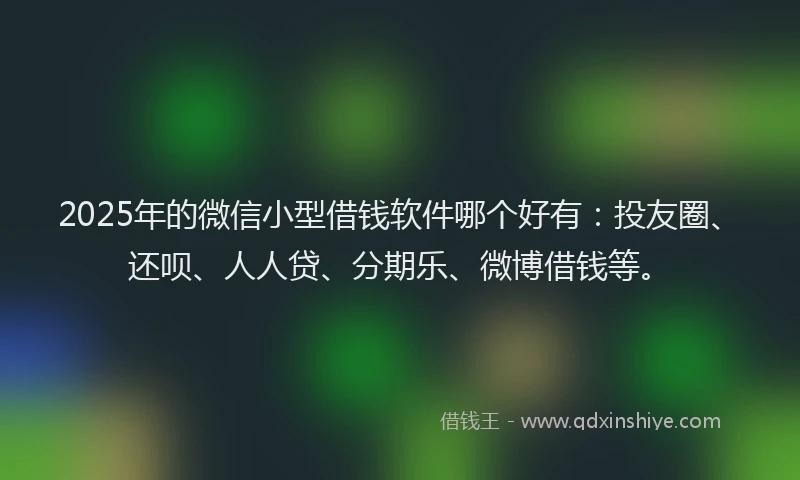 2025年的微信小型借钱软件哪个好有：投友圈、还呗、人人贷、分期乐、微博借钱等。